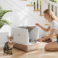 Lettiera per gatti chiusa in acciaio inossidabile, 60,2 x 40,2 x 43,7 cm, grigio chiaro