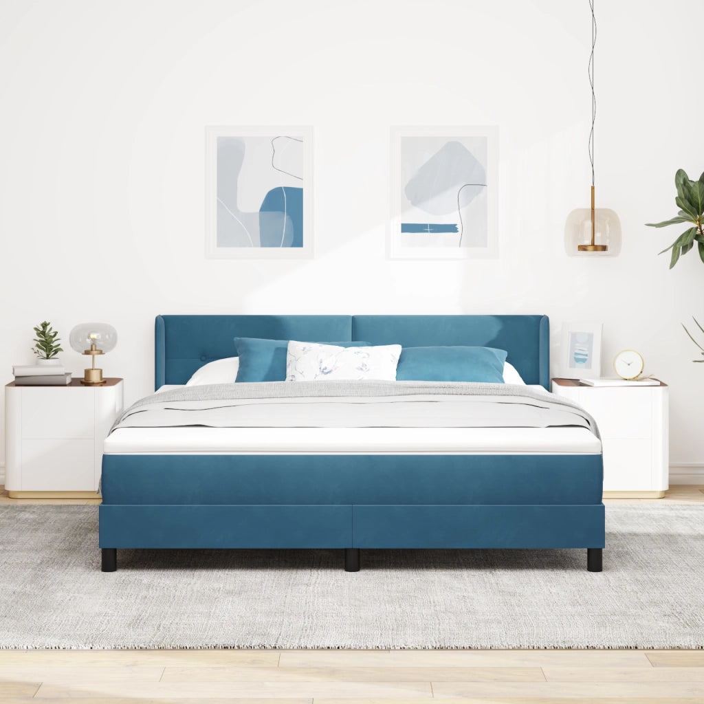 Letto con rete e materasso Blu Scuro 180x200 cm Velluto