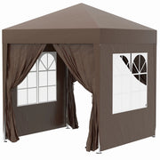 Gazebo 2x2m con 4 pareti laterali e finestre protezione UV tenda da giardino inclusa borsa da trasporto robusta Oxford in acciaio marrone
