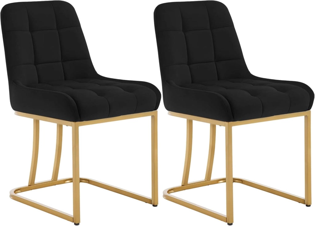 Set di 4 Sedie da Cucina Moderna, Sedie per Sala da Pranzo con Schienale, senza Braccioli, Poltroncine Imbottite Sedie da truccocon Gambe in MetalloDorato, in Velluto EZS32dgr-4 Grigio scuro