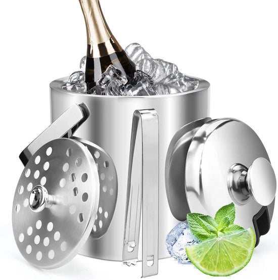 Emme Rondino per Bicchieri 1,3 L in Acciaio Inox con Maniglia Portatile e Coperchio