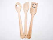 Hulpen da Cucina in Legno di Alta Qualità, 3-Del - Lepelli in Legno e Set di Accessori Culinari Piccolo con Motivo Amore