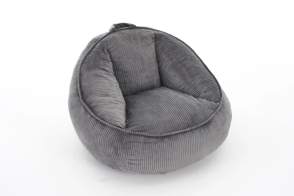 Pouf poltrona sacco con schienale ergonomico e imbottitura in schiuma viscoelastica velluto a coste grigio