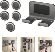 Supporto per asciugatrice, adatto per asciugacapelli Dyson Supersonic, supporto per asciugatrice da parete con 5 alloggiamenti per bocchette magnetiche, grigio.