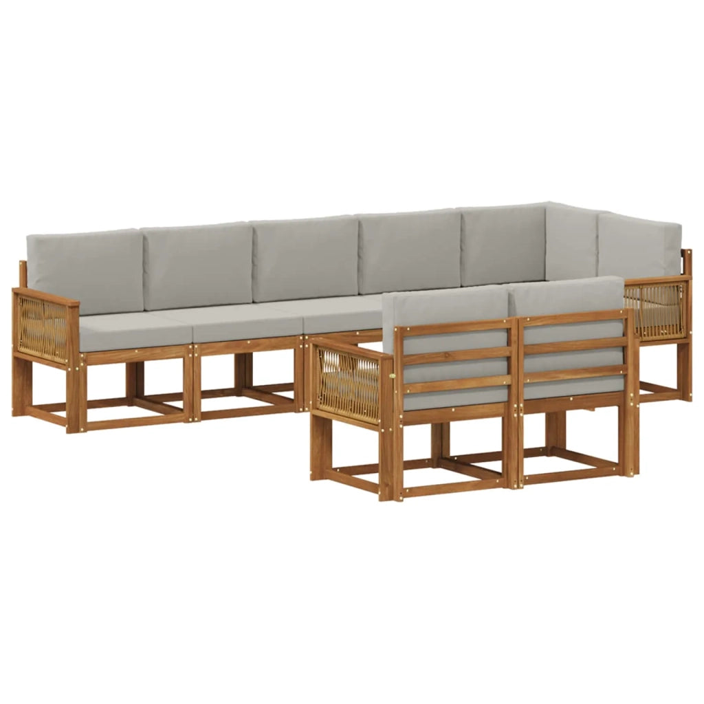 Set di divani da esterno 8 pcs Naturale e Grigio Chiaro 3385317