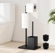 Supporto wc in acciaio inossidabile con spazzolino wc, verticale (nero grigio)