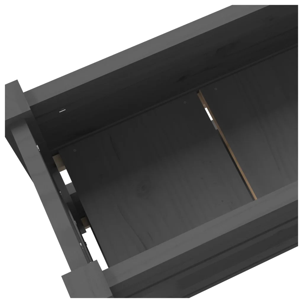 Fioriera Grigia 112x25x66 cm in Legno Massello di Pino 823929
