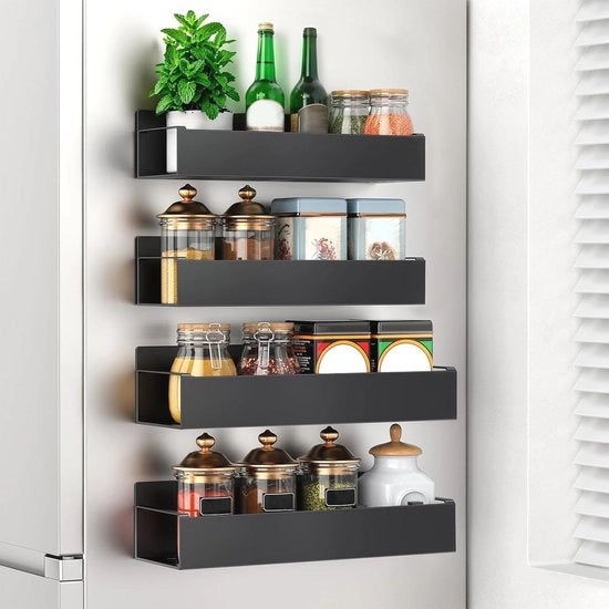 Magnetico raccoglitore di spezie per frigorifero - 4 contenitori di spezie per organizzazione della cucina