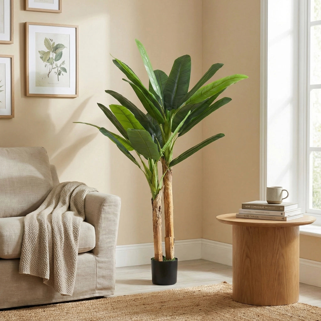 Albero di Banano Artificiale ¨C Zephmum ¨C Verde 150 cm con Vaso e Tronchi