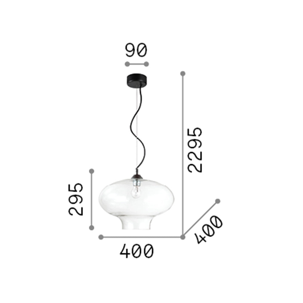 Sospensione Vintage-Decò Bistro' Metallo Trasp. 1 Luce E27 D28