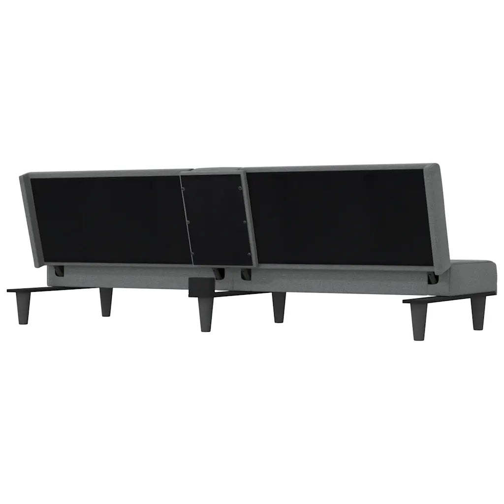 Divano Letto con Portabicchieri in Tessuto Grigio Scuro 351864