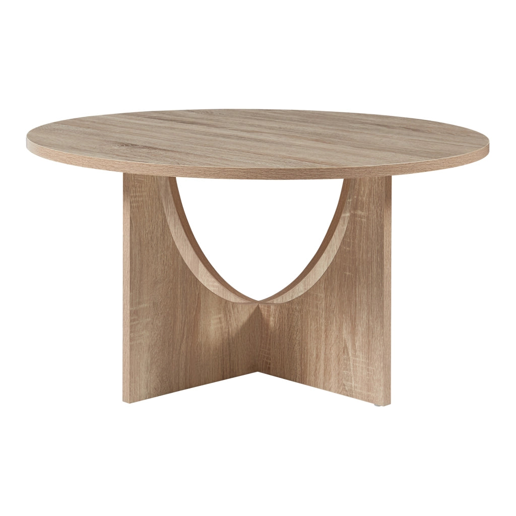 Tavolino da Caffè Rindal con Piano Rotondo - Effetto Rovere [en.casa]