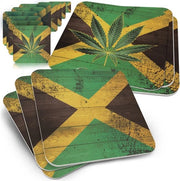 Vassoio per birra Jamaica - 50x sottopiatto quadrato in cartone - bandiera tradizionale giamaicana in stile legno - sottopiatto Party Rum