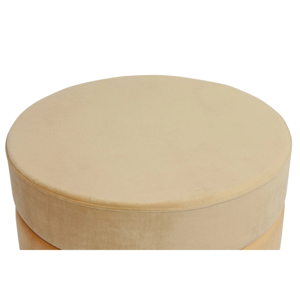 Pouf contenitore Matilda in velluto arancio con base dorata
