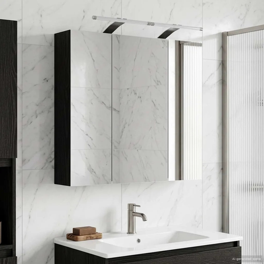 Mobiletto per specchio da bagno Rovere Nero 70 x 14,5 x 70 cm 889096