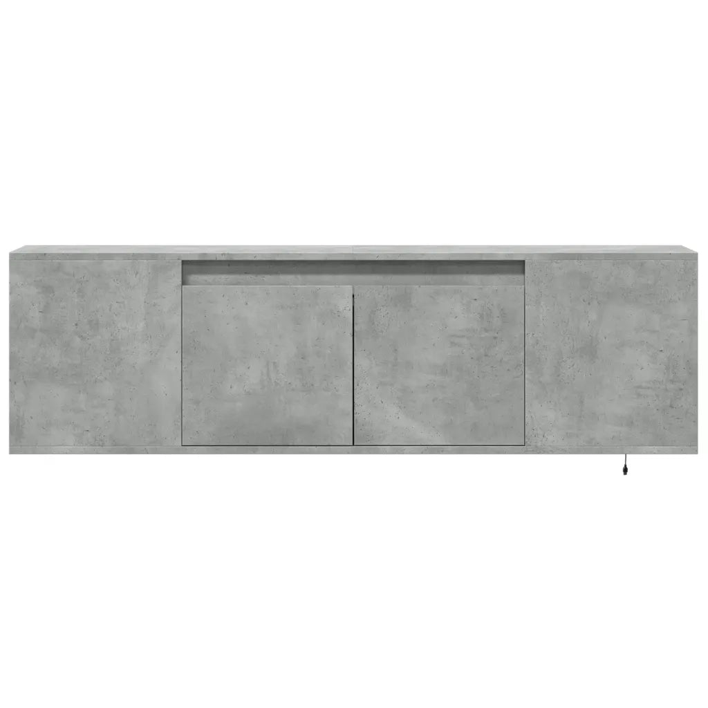 Mobile TV a Parete con Luci LED Grigio Cemento 135x31x39,5 cm