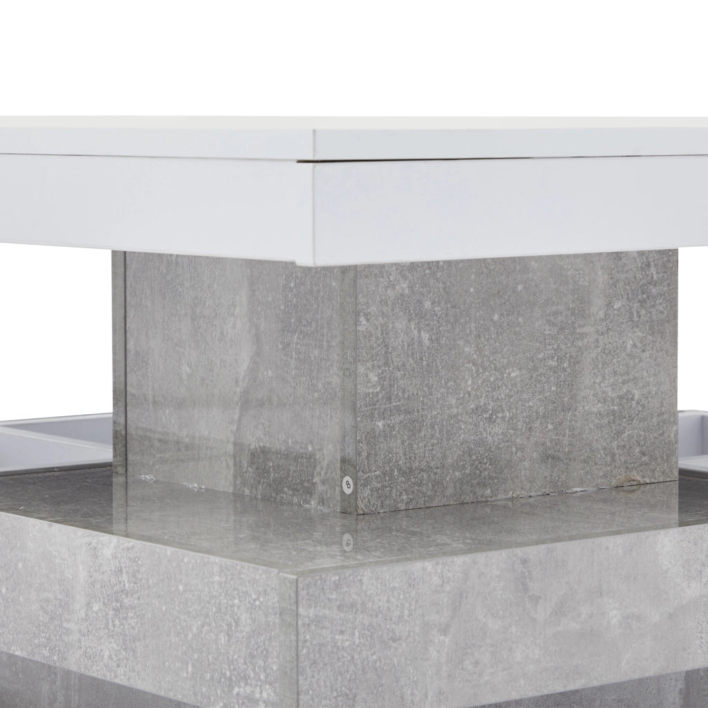 TAVOLINO DA SALOTTO Doppio piano girevole 360° 70x70x36 cm Bianco/effetto marmo