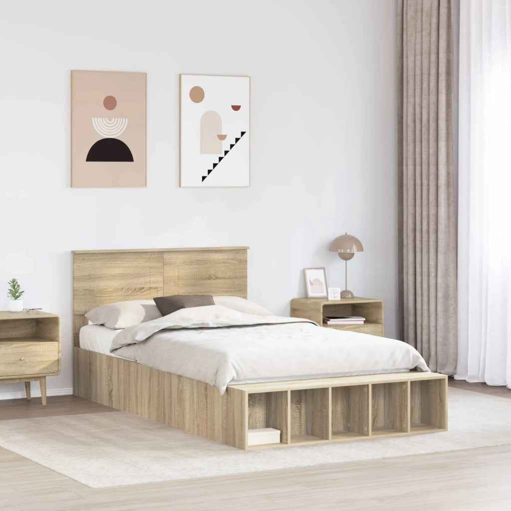Struttura del letto con lo scaffale Rovere Sonoma 135 x 190 cm 3408377