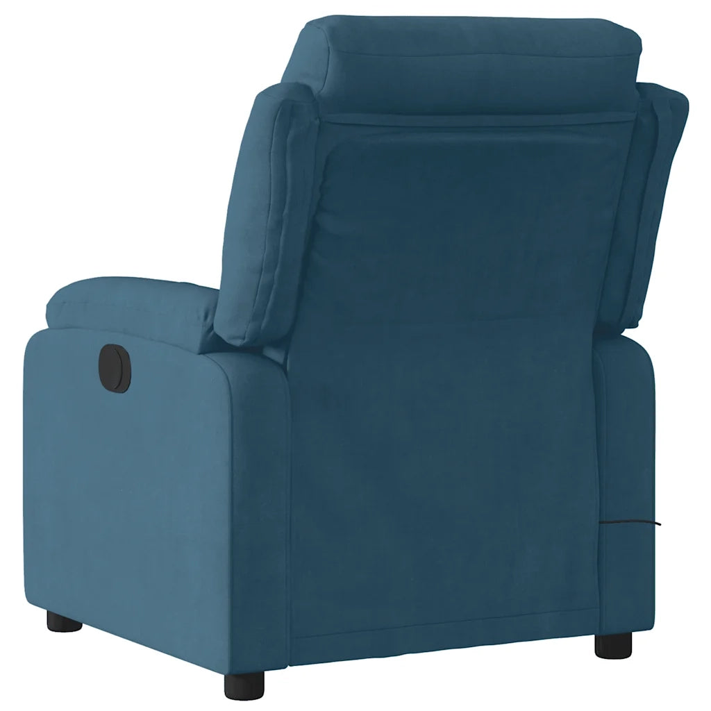 Poltrona Massaggiante Reclinabile Blu in Velluto 373521