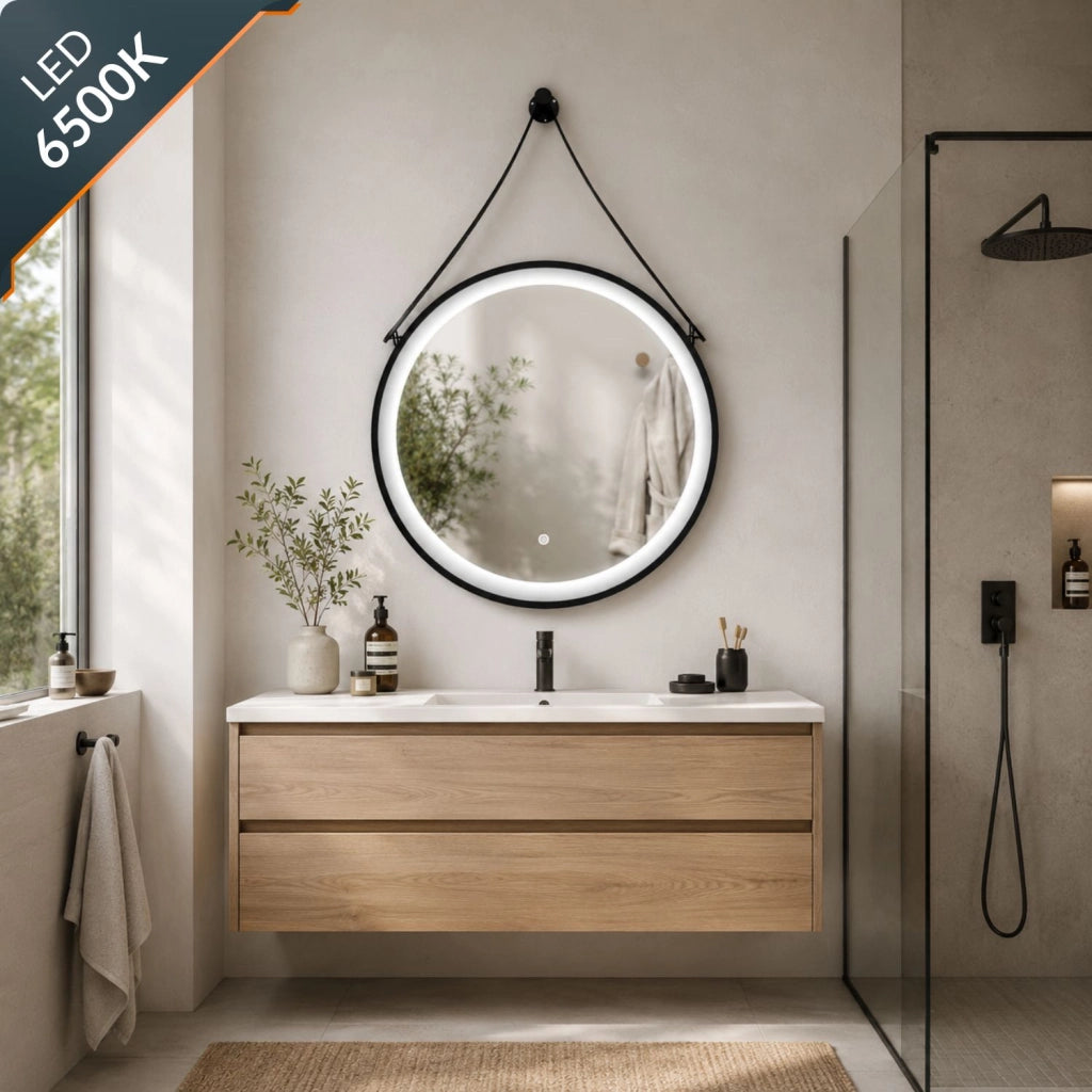 Specchio per ambienti bagni e zone benessere tondo retroilluminato led con interruttore touch *** misura Ø50, tonali...