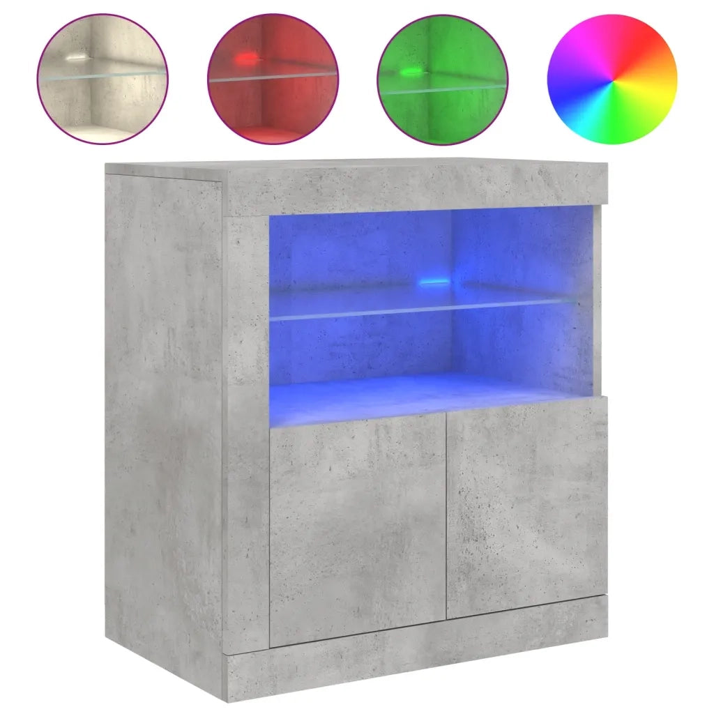 Credenza | Madia | Buffet da pranzo | Armadio da pranzo con Luci LED Grigio Cemento 60,5x37x67 cm