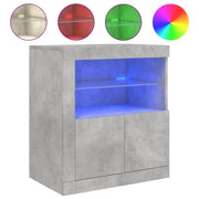 Credenza | Madia | Buffet da pranzo | Armadio da pranzo con Luci LED Grigio Cemento 60,5x37x67 cm