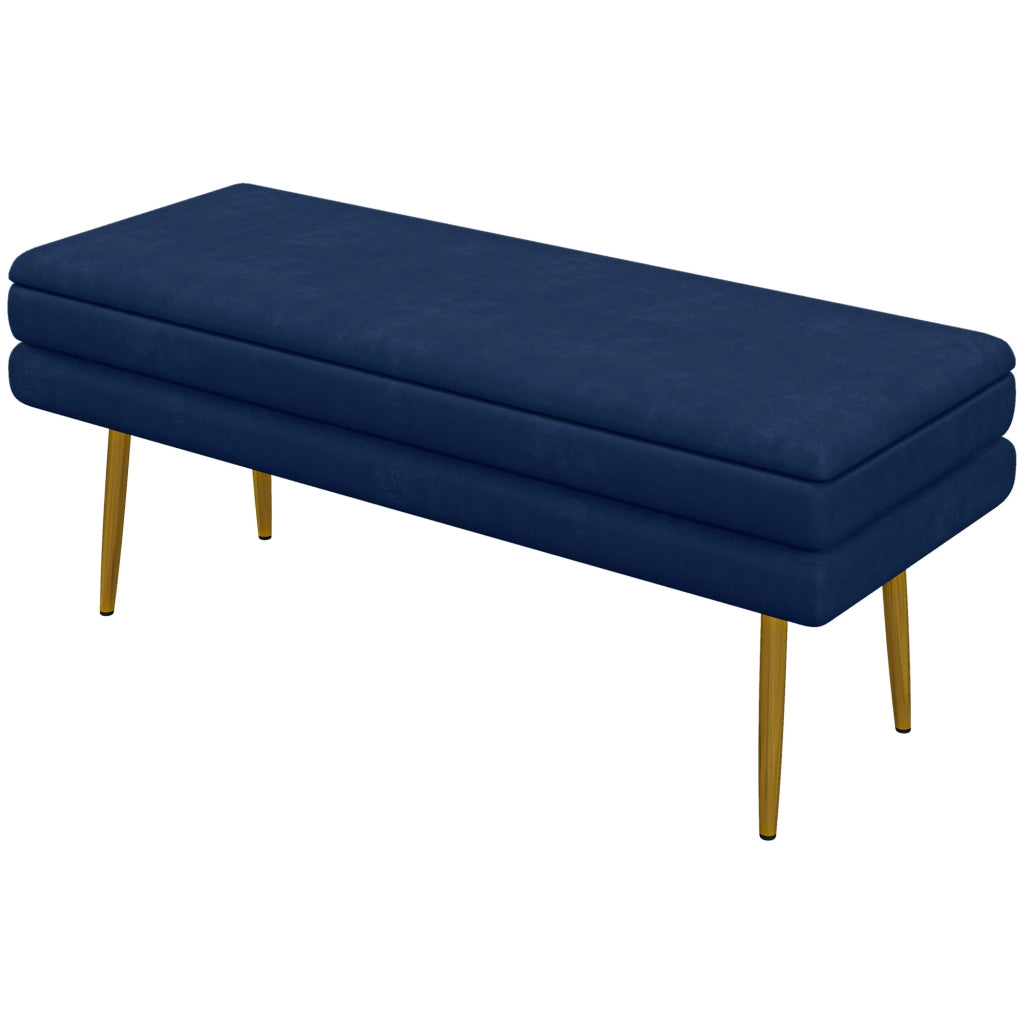 Divano a cassetti ¨C Zephmum ¨C Blu dorato 100x37.5x42 cm