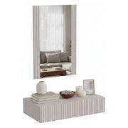 Premolo, Mobile da Ingresso Specchio Incluso, 80x42x97h cm Beige