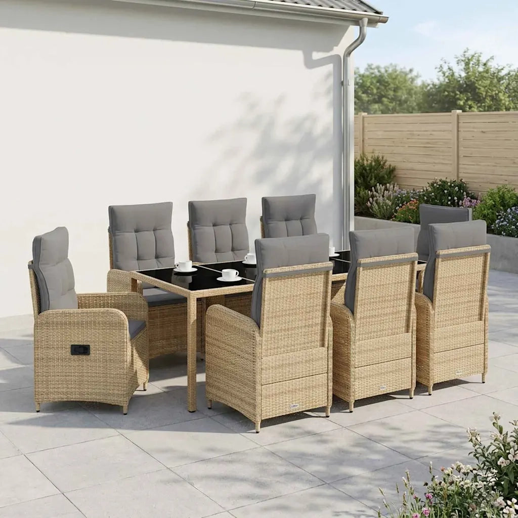 Set da pranzo per esterni 9 pcs Beige e Grigio Chiaro 3422343