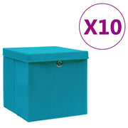 Contenitori con Coperchi 10 pz 28x28x28 cm Azzurrocod mxl 103848