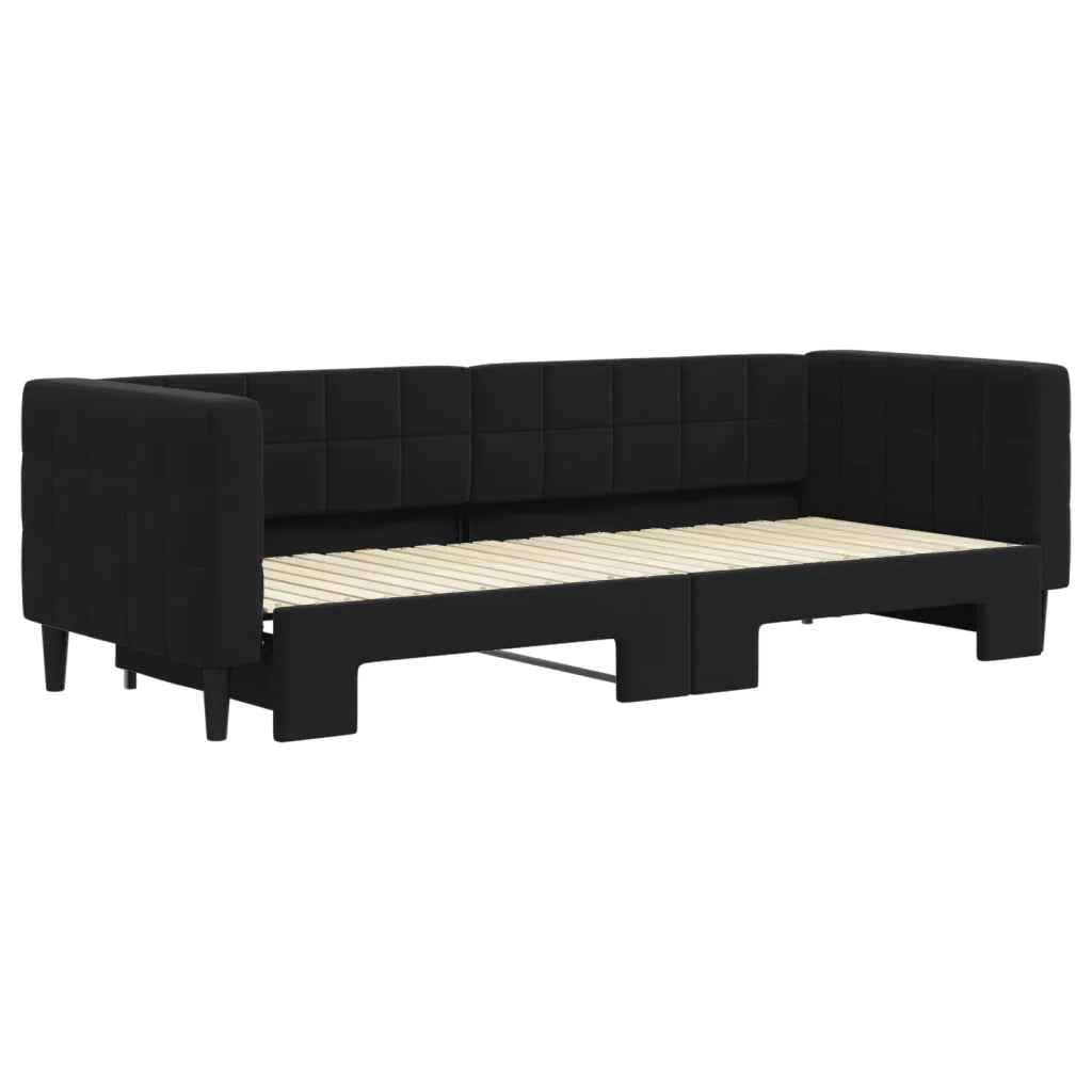 Divano Letto con Letto Estraibile Nero 80x200 cm in Velluto 3196688