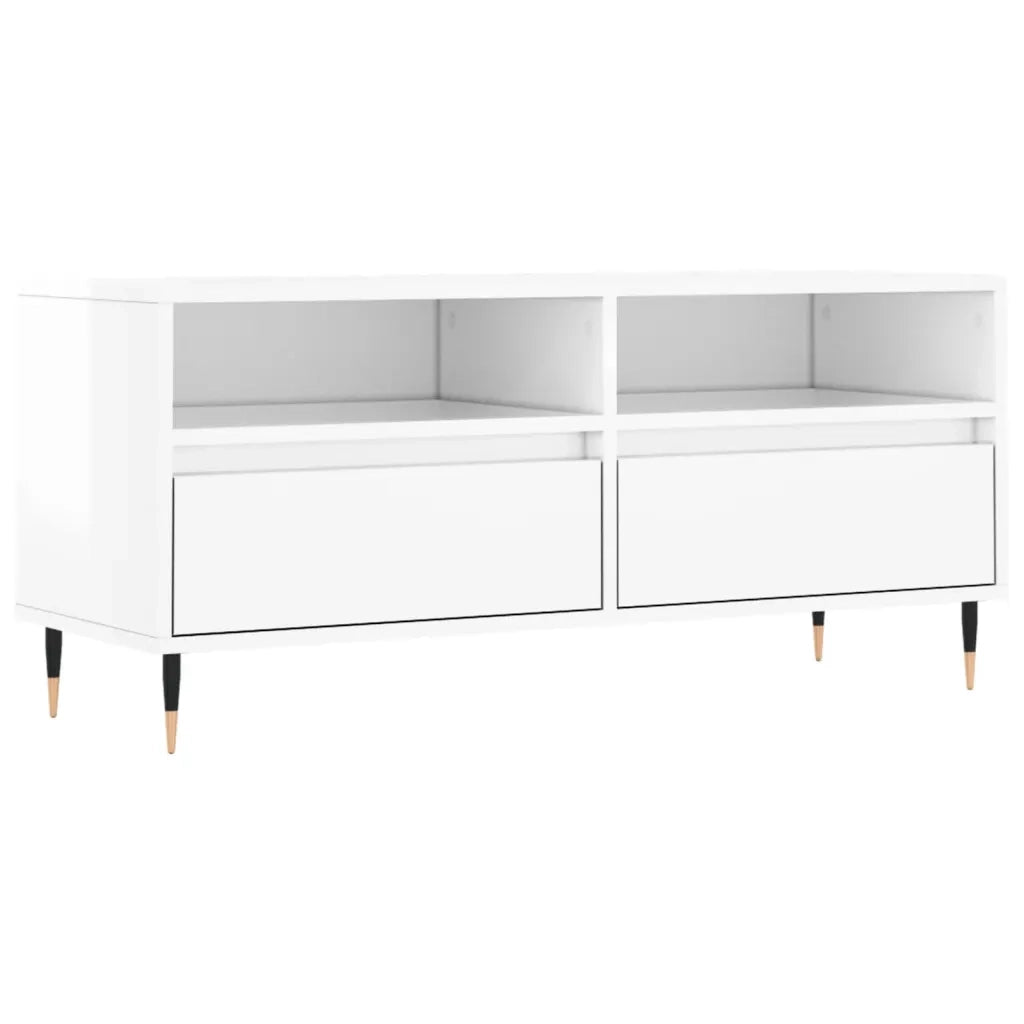 Mobile TV | Armadietto TV | Mobile Porta TV Bianco Lucido 100x34,5x44,5cm Legno Multistrato