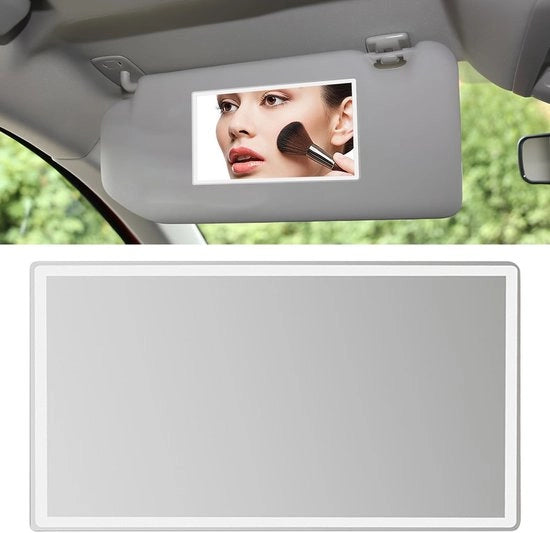 Specchio auto con apertura solare HD per trucco - specchio retrovisore universale - in acciaio inossidabile - specchio cosmetico - autoadesivo - per auto