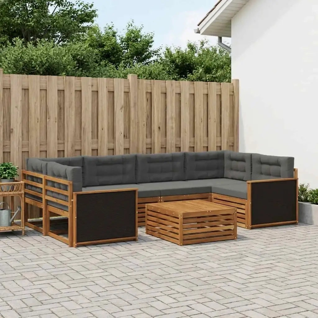 Set di divani da esterno 7 pcs Naturale e Antracite Poliestere