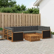 Set di divani da esterno 7 pcs Naturale e Antracite Poliestere