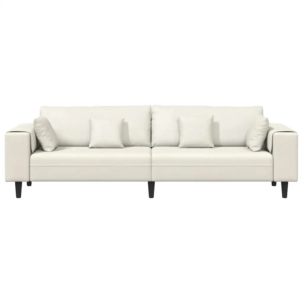vidaXL Divano in Velluto con cuscino Crema 208 cm Velluto