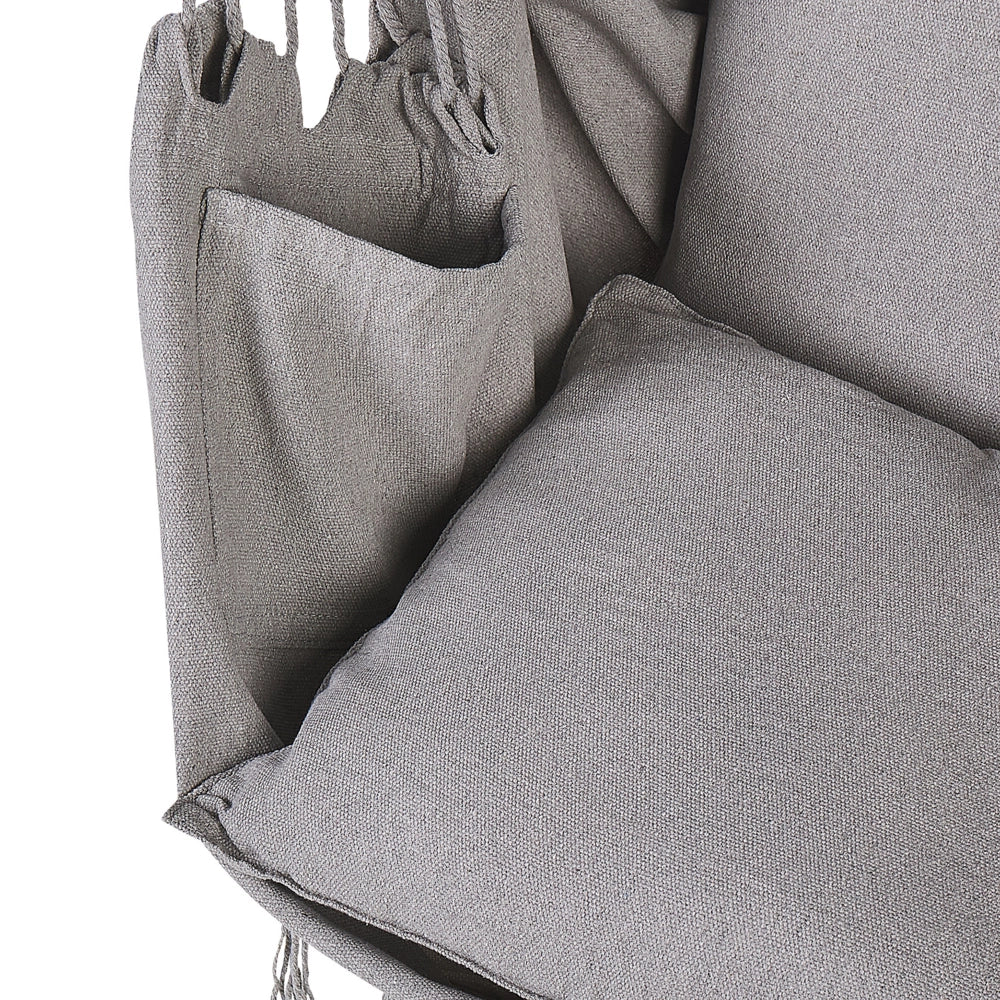 Sedia a dondolo sospesa in cotone grigio chiaro e sedile altalena in poliestere per interni ed esterni in stile boho