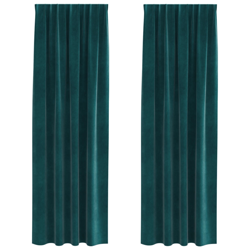 Tende oscuranti  con nastro superiore 2 pz Verde scuro in velluto