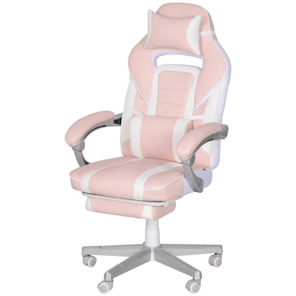 Poltrona gaming ergonomica con poggiapiedi ¨C zephmum ¨C rosa 63x63x123cm