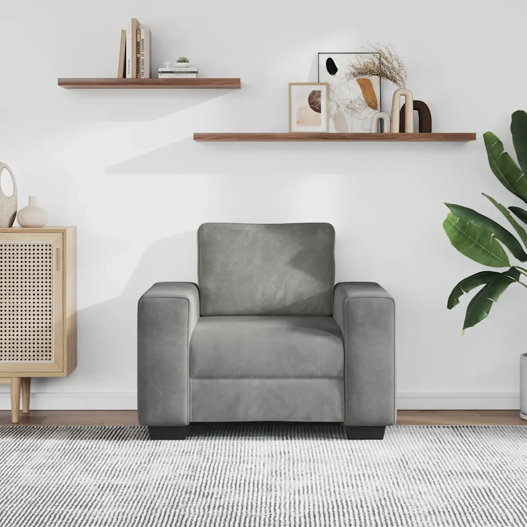 Divano Sedia Grigio Chiaro 60 cm Velluto