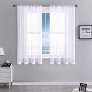 Voile a metà transparenza Cortine Corte Bianche 122 x 140 cm Set da 2 - Soggiorno Camera da letto Camera dei bambini