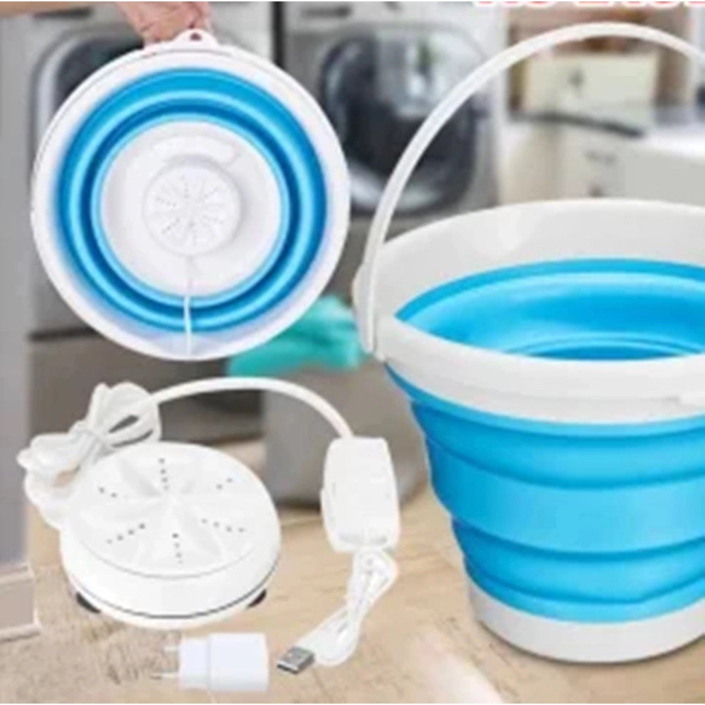 Trade Shop - Mini Lavatrice Portatile Con Secchio Pieghevole Per Vestiti Piccoli Capi Biancheria Intima -