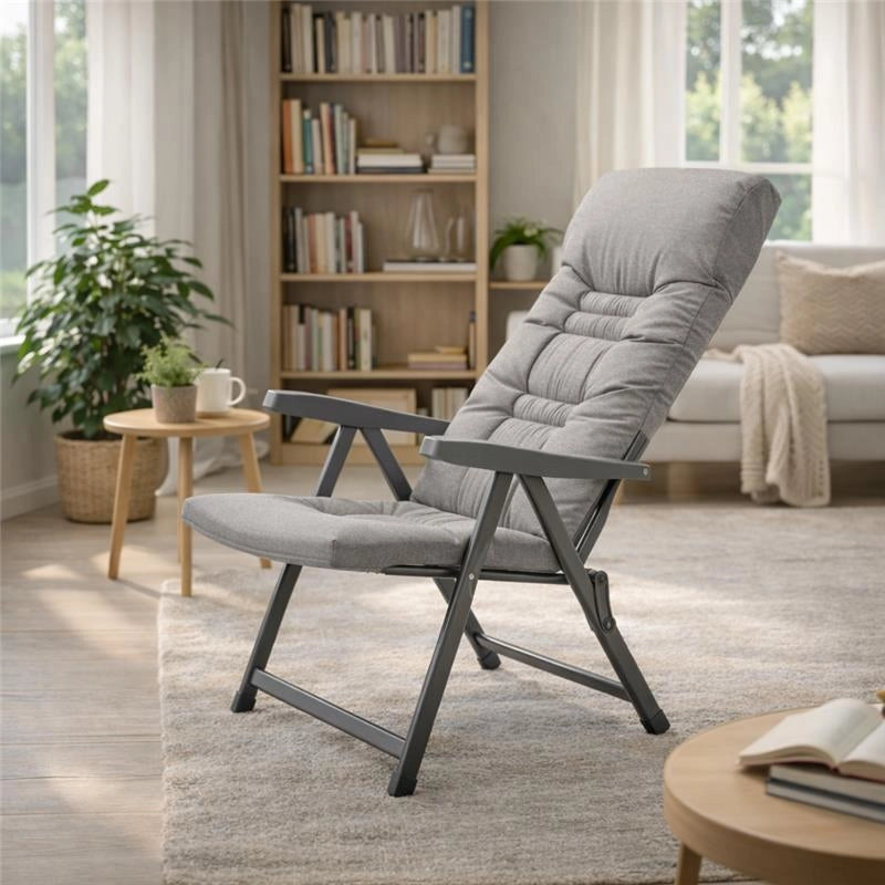 MAURY'S SEDIA MILANO CON CUSCINO E POGGIATESTA 6 POSIZIONI, COLORE GRIGIO