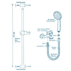 Saliscendi doccia universale nero opaco