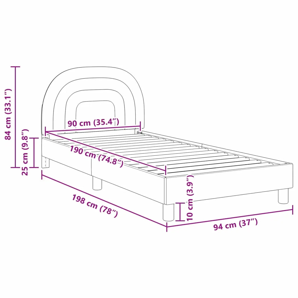 Struttura letto bambini con testata Rosa 90 x 190 cm Velluto