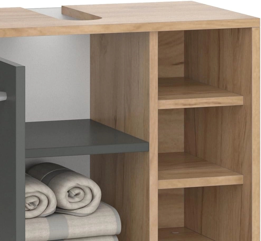 Mobile sottolavabo per bagno Senyo, Antracite, 60 x 54 cm, adatto al montaggio a parete e combinabile con mobili Senyo