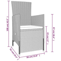 Set da Pranzo da Giardino 9 pz con Cuscini Beige 3099466