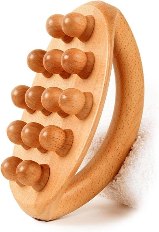 Gua Sha a Spina Dorsale in Legno - Strumento di Massaggio per Rilassamento Muscolare e Massaggio dei Meridiani - Spazzola per il Massaggio del Corpo in Legno con Perle Liscianti