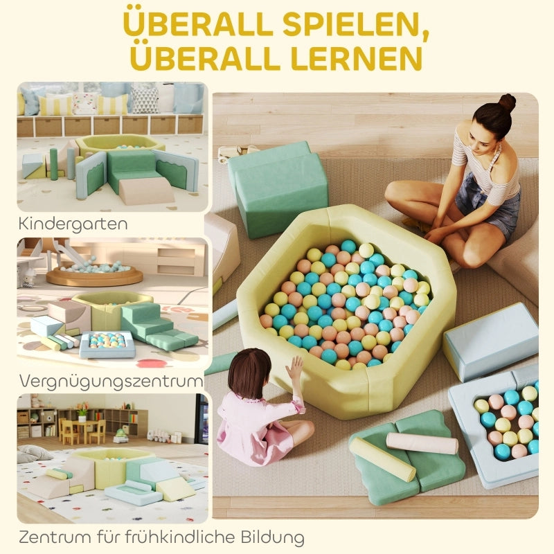 SET Blocchi morbidi in schiuma 72x37x52 cm Multicolore 15 pezzi 200 palline