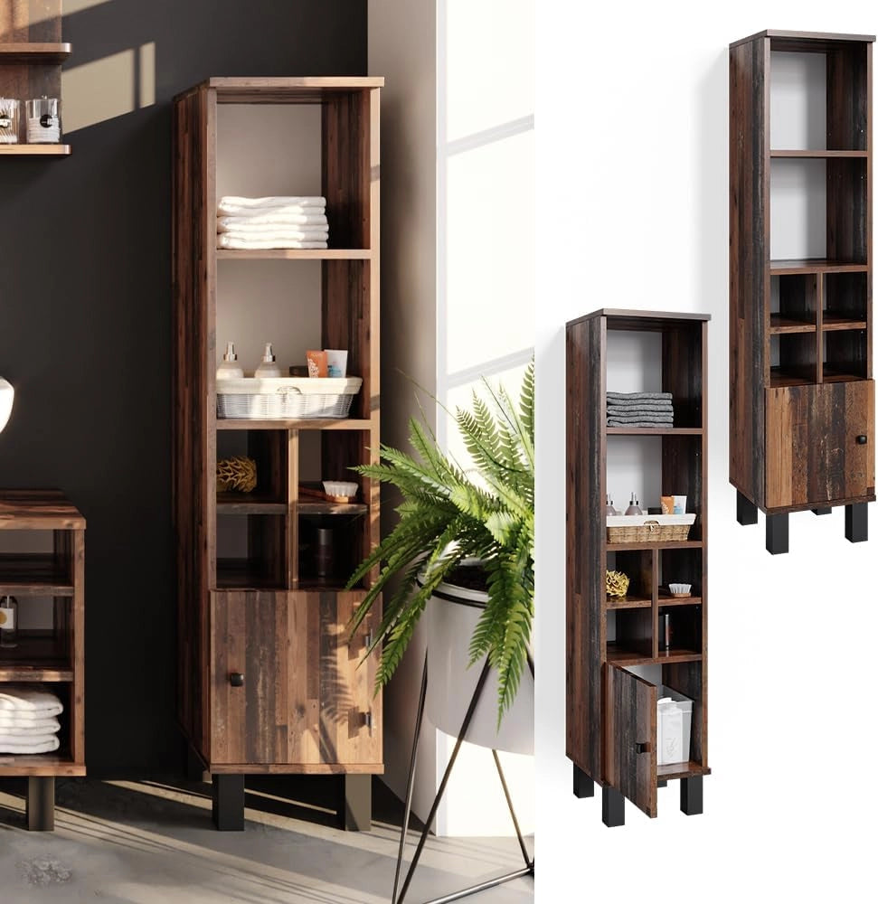 Mobiletto bagno Fynn, Rovere rustico, 30 x 130.6 cm porta piccola, per riporre accessori da bagno e come complemento a Fynn